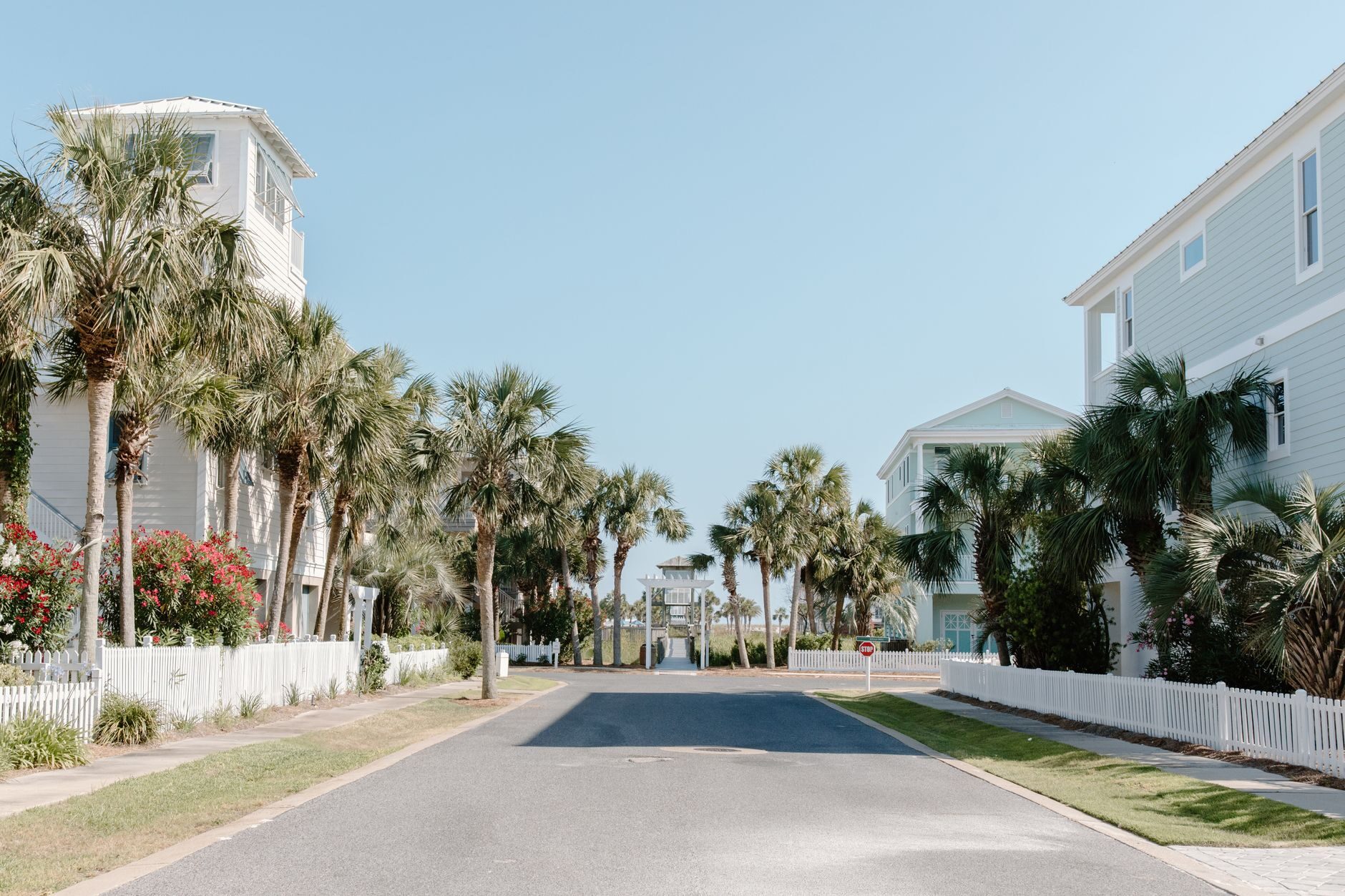 LSV golf carts cruising a sunny Florida neighborhood road