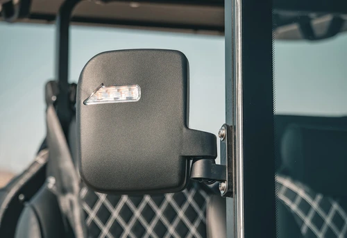 Driver-side mirror with turn signal light on EPIC E40L golf cart