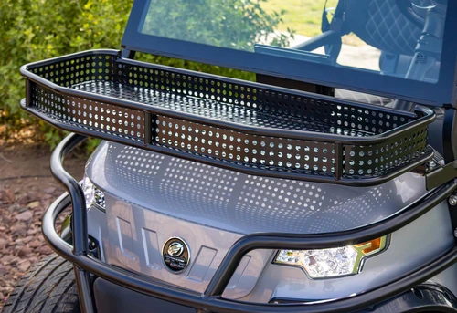Overhead view of EPIC E60L air-deflecting steel-frame roof with mounted soundbar