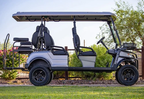 Frontal view of EPIC E60L showing full LED light package, suspension, and steel bumper bar