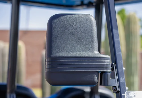 Headrest detail and safety restraint bar on rear seat of ICON i40 golf cart
