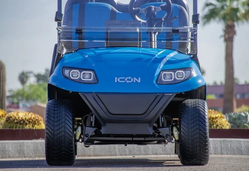 Close-up of ICON badge on front grille – modern styling and aerodynamic lines