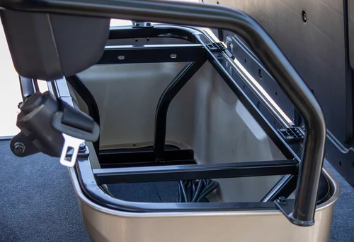Rear seat metal frame and folding footrest assembly of ICON i60
